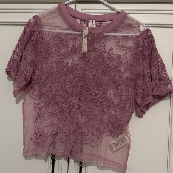 Anthropologie Tops - Anthropology Elegant Lace Women Top in Mauve